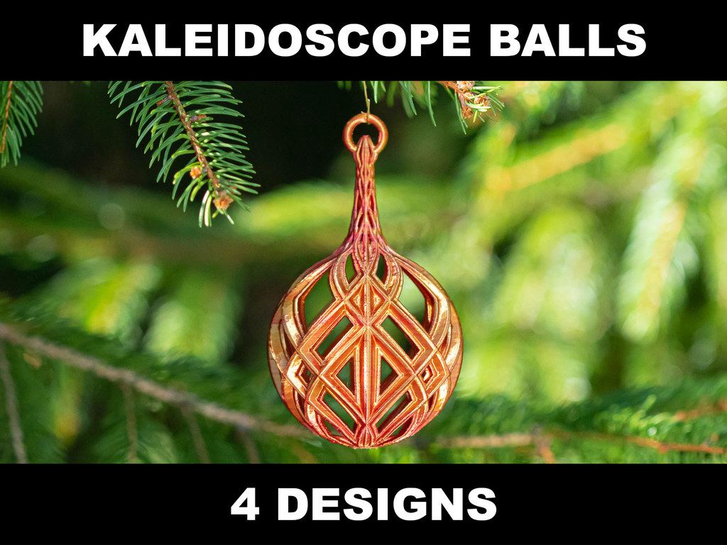 Kaleidoscope Christmas Balls with Stems 3D model