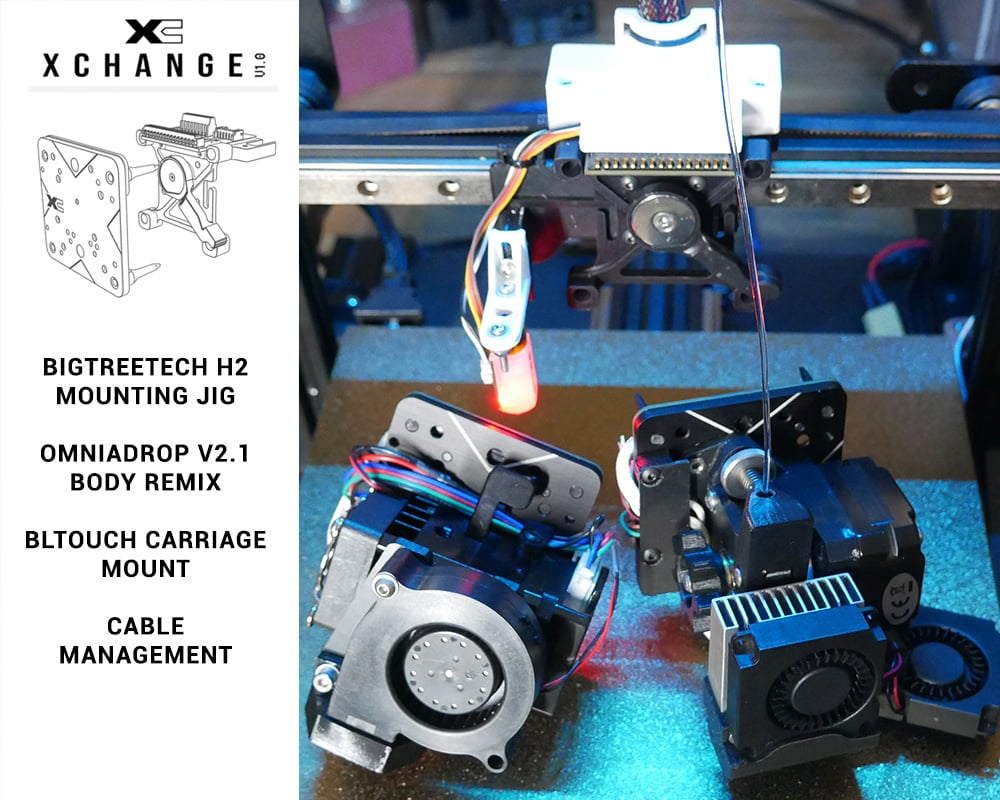 XChange custom parts - BTT H2 / Omniadrop V2.1 / BLtouch / cable management