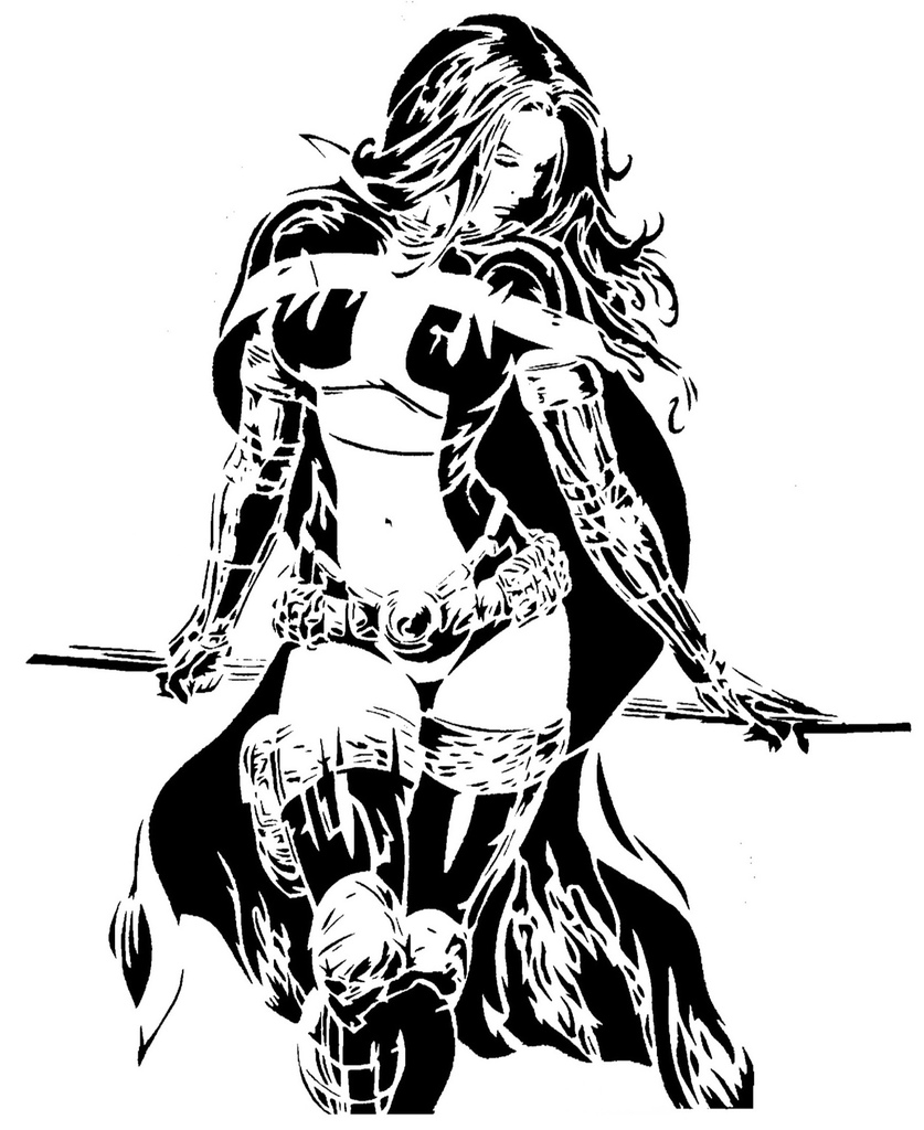 DC Huntress stencil 3
