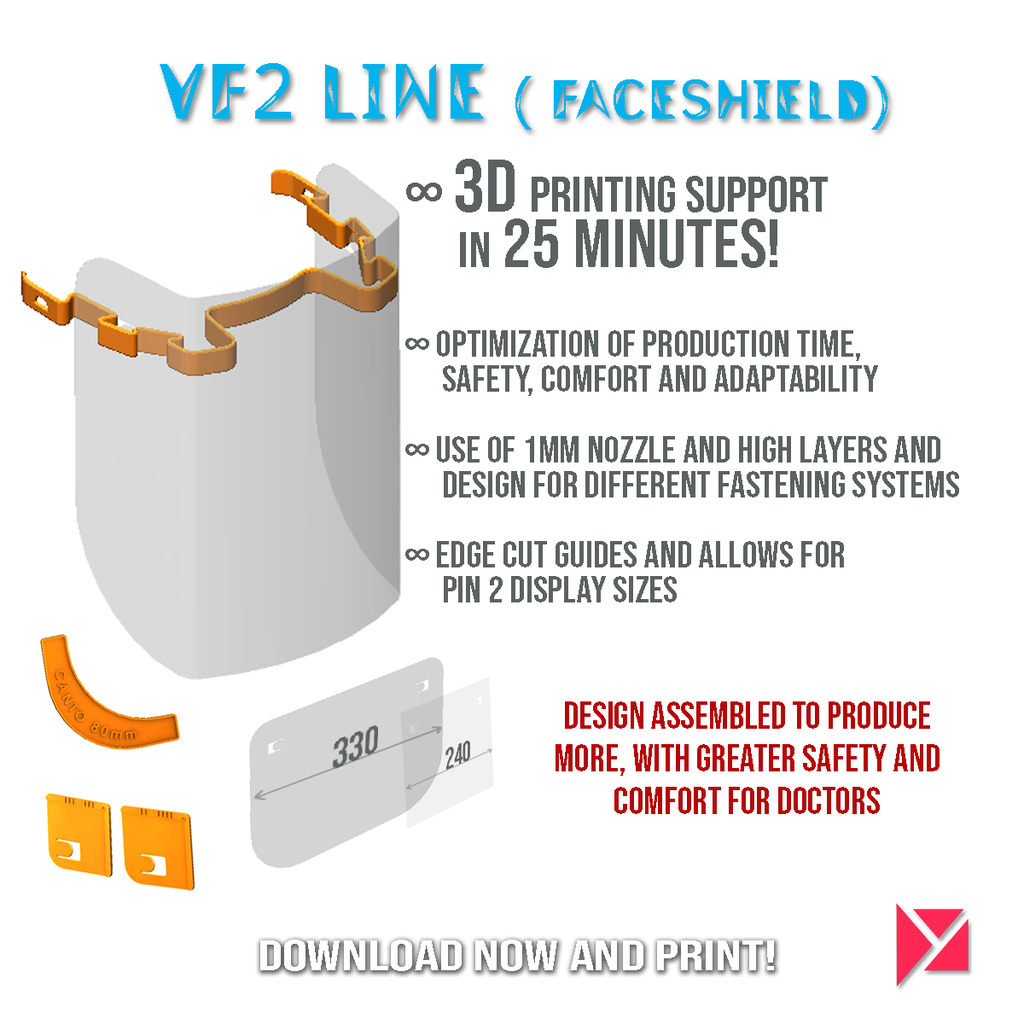 VF2 LINE - FaceShield - 3D Printing - ( COVID-19 )