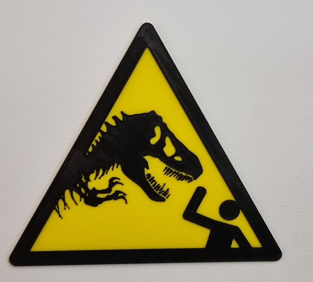 ISO 7010 Style Jurassic Park Warning Sign