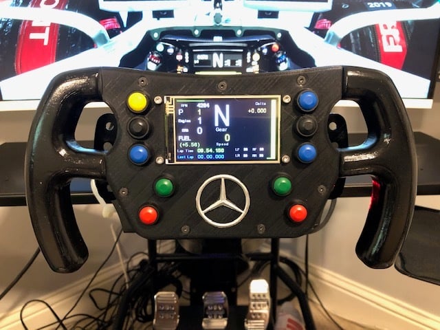 Amstudio DIY F1 wheel custom panel with 3.2 Inch Nextion Display 