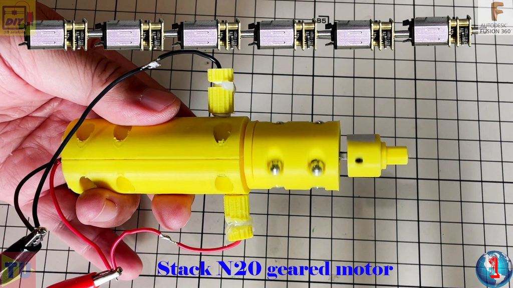 Stack N20 geared motor (Increase speed without decreasing torque, world first-time try)