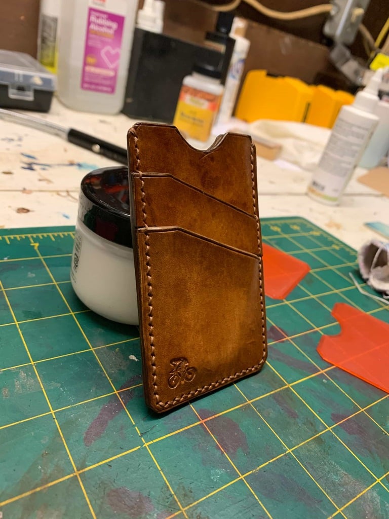 Vertical Leather Wallet Template - with Cyclist Stamp