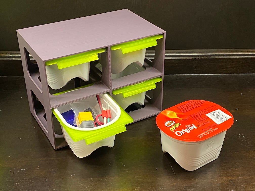 Upcycled Pringles Snack-Pack Parts Bin