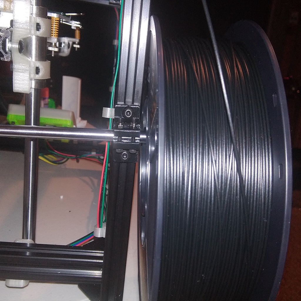 Super simple spool holder for 8mm rod and 2020 or 2040 aluminum extrusions.