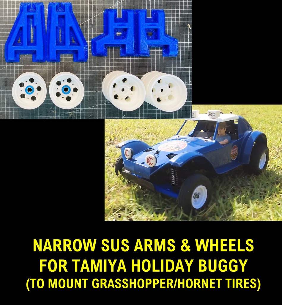 TAMIYA HOLIDAY BUGGY (DT-02) : Sus Arm & Wheel for conversion to 1980 original look