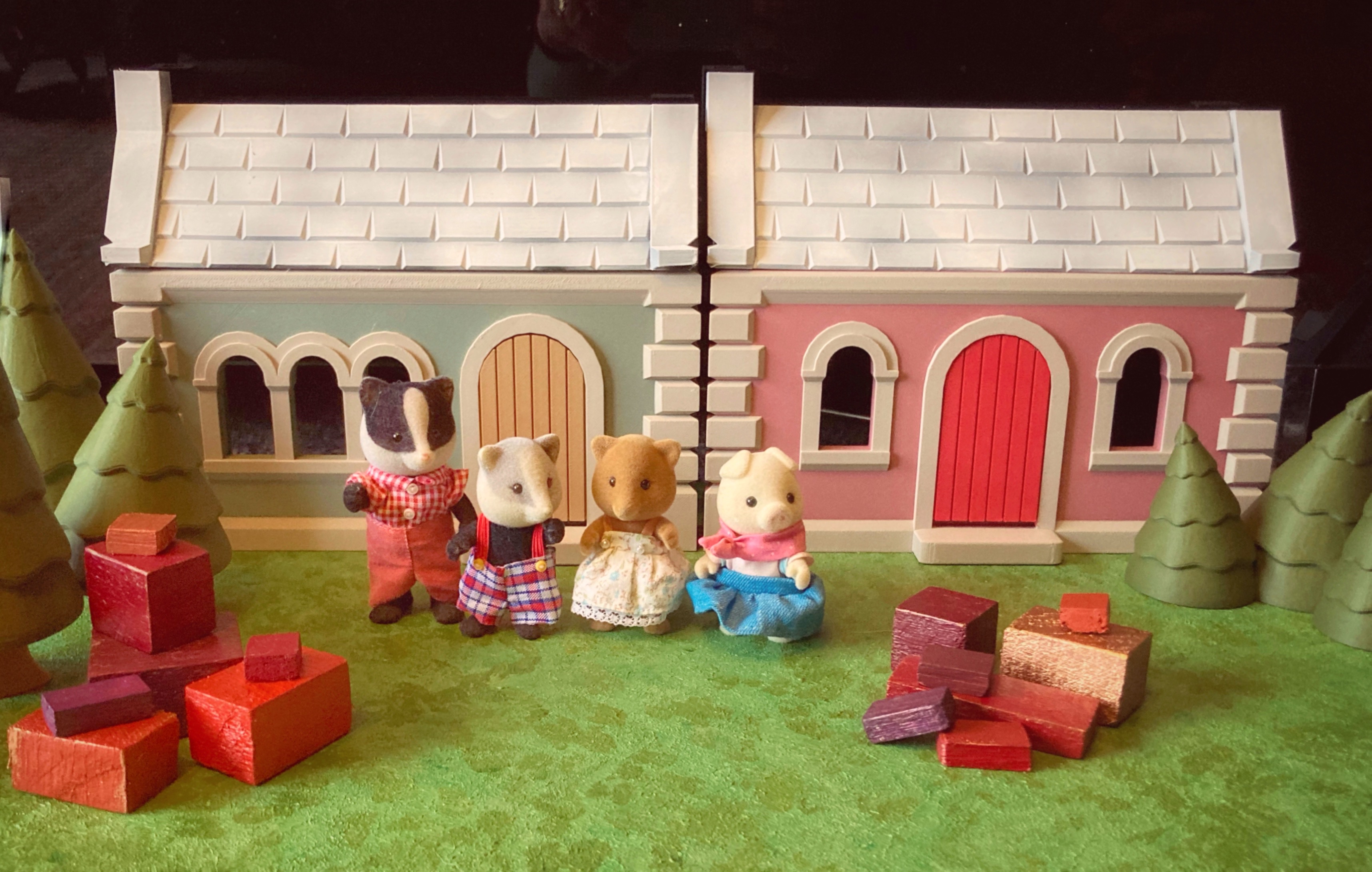 Cottage building facade for diorama - scaled for a traditional Sylvanian Christmas