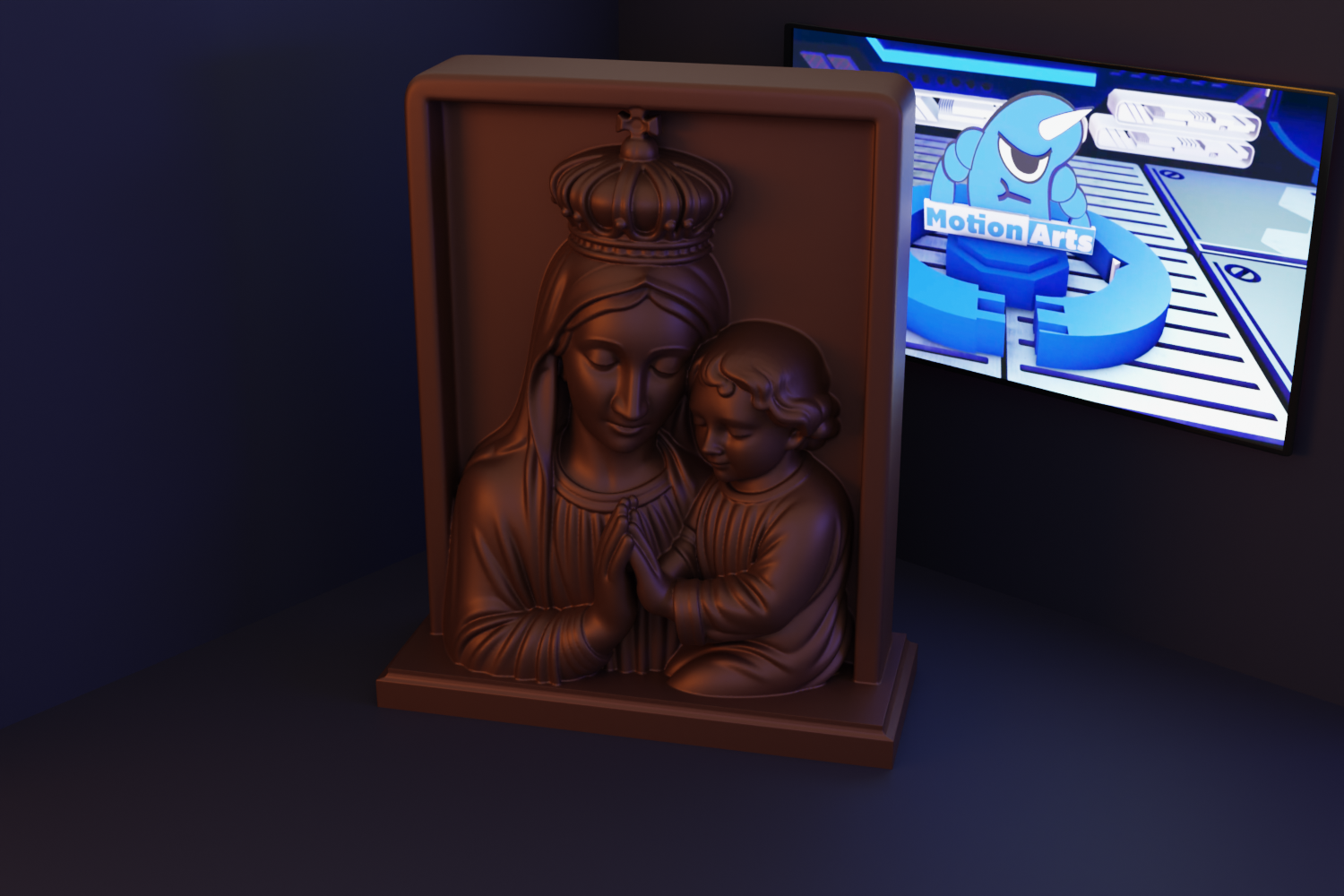 Quadro 3D Maria e Jesus