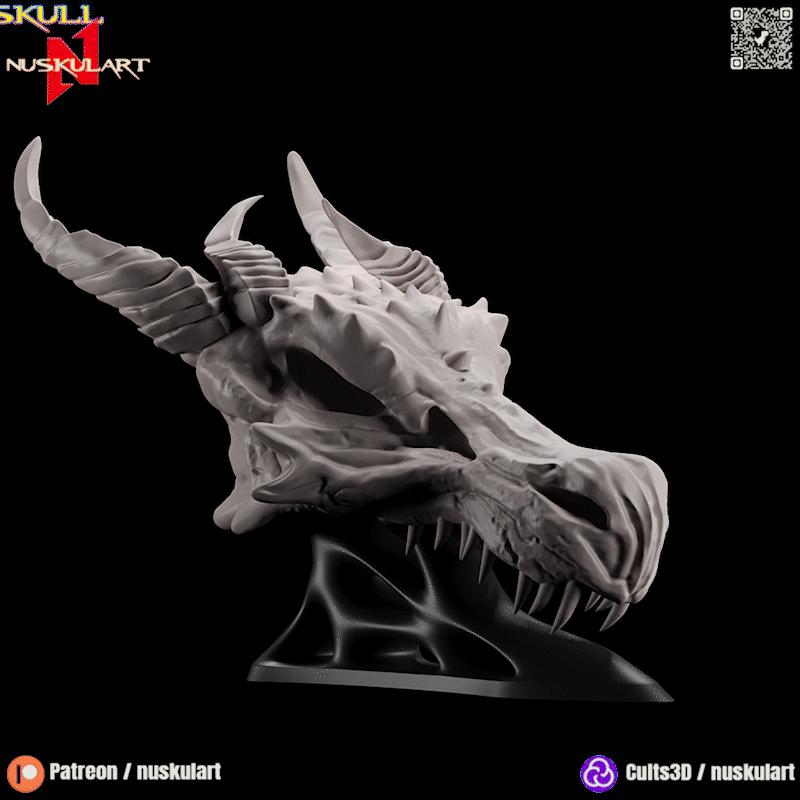 Miniatura 7 do modelo 3D Dragon Skull Decor with Holder 3D Printing Stl