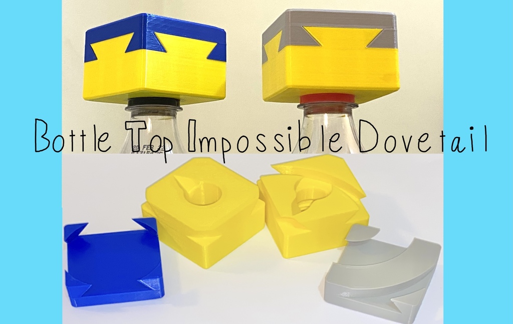 Bottle Cap Impossible Dovetail Puzzles x2