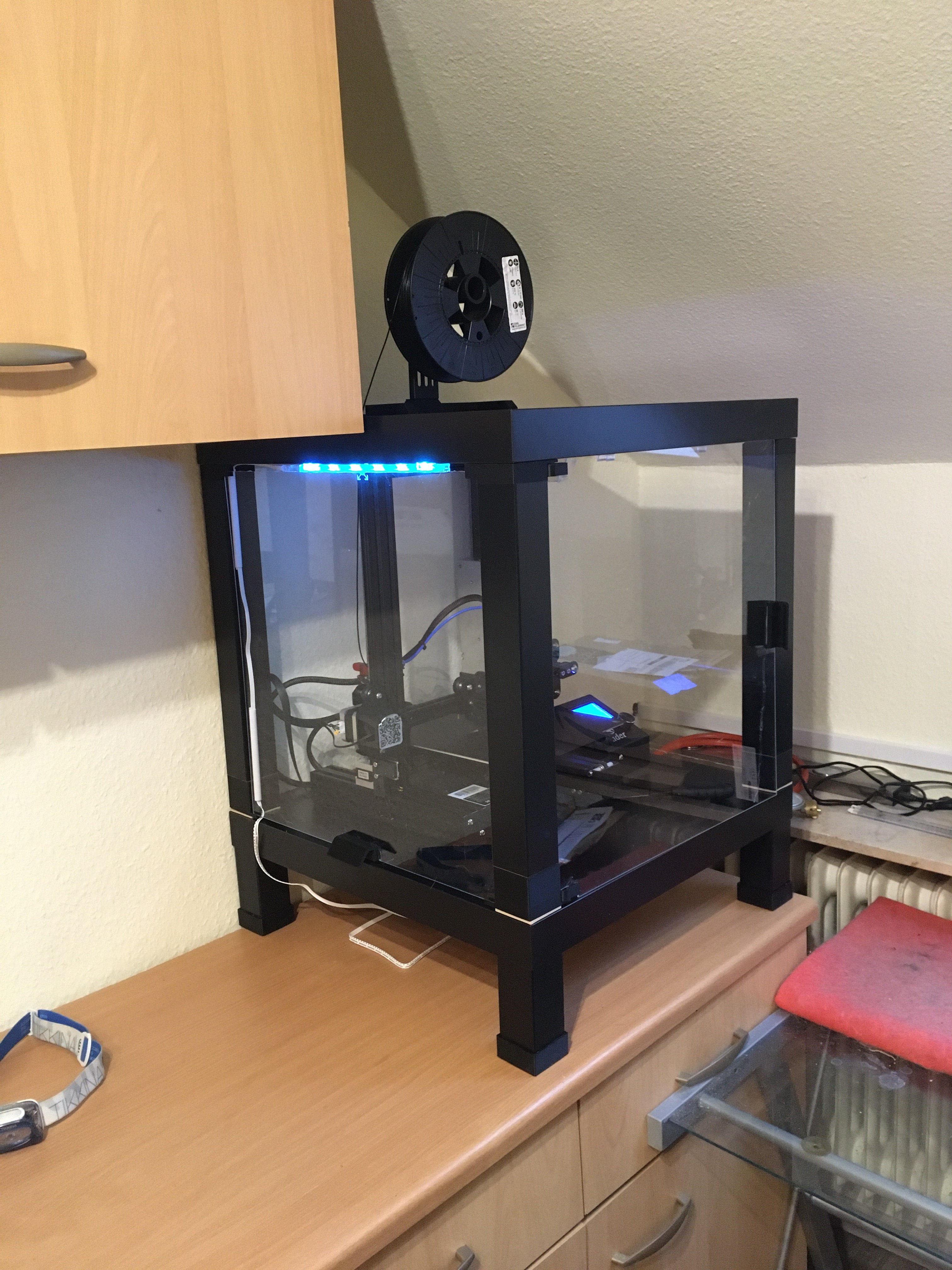 Makes Of Creality3d Ender 3 Ikea Lack Enclosure With Ikea Ledberg Led Lights By Clifheckman Thingiverse