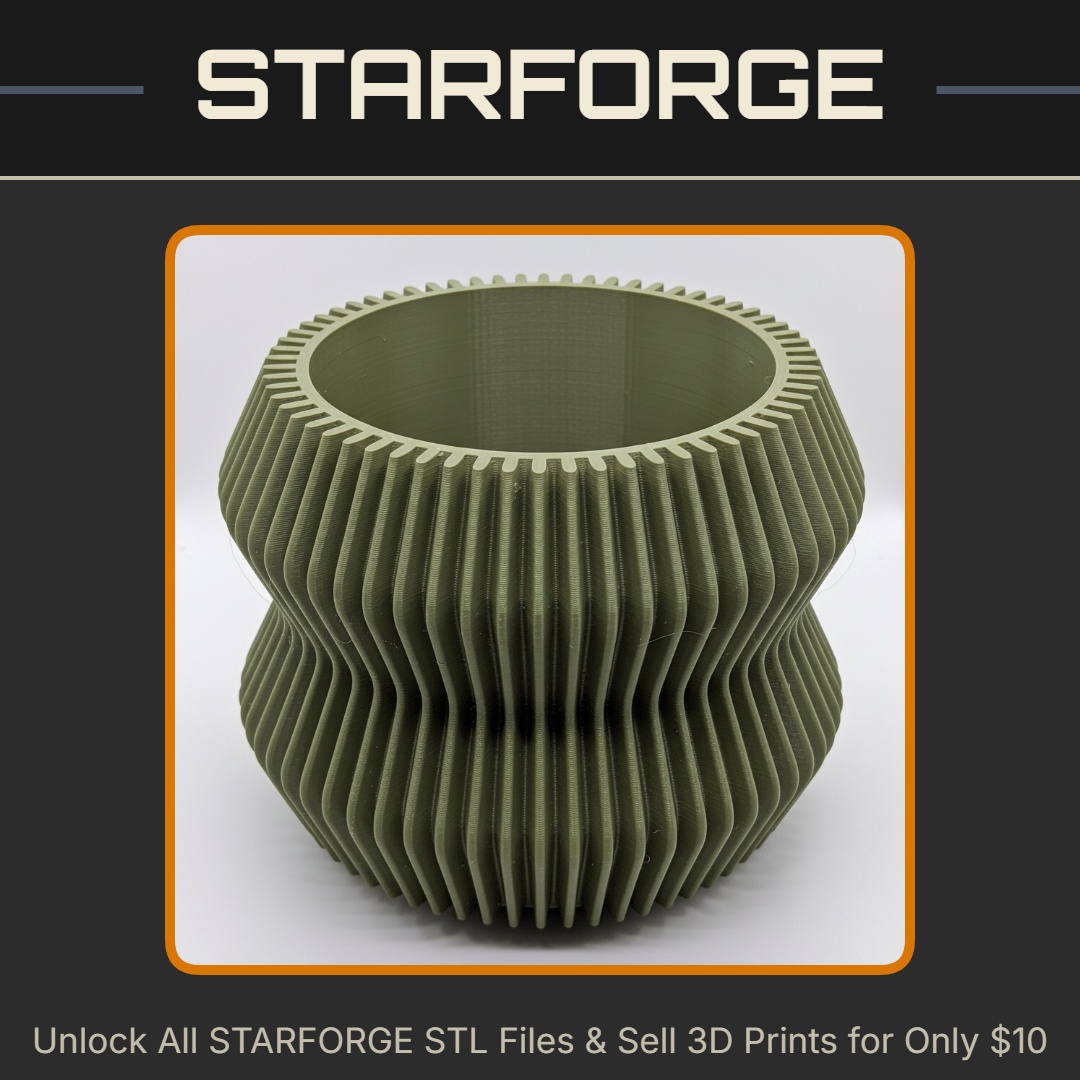 Modern Ribbed Texture Planter with Unique Curved Design Vase Mode StarForge Kits 3D Print STL File