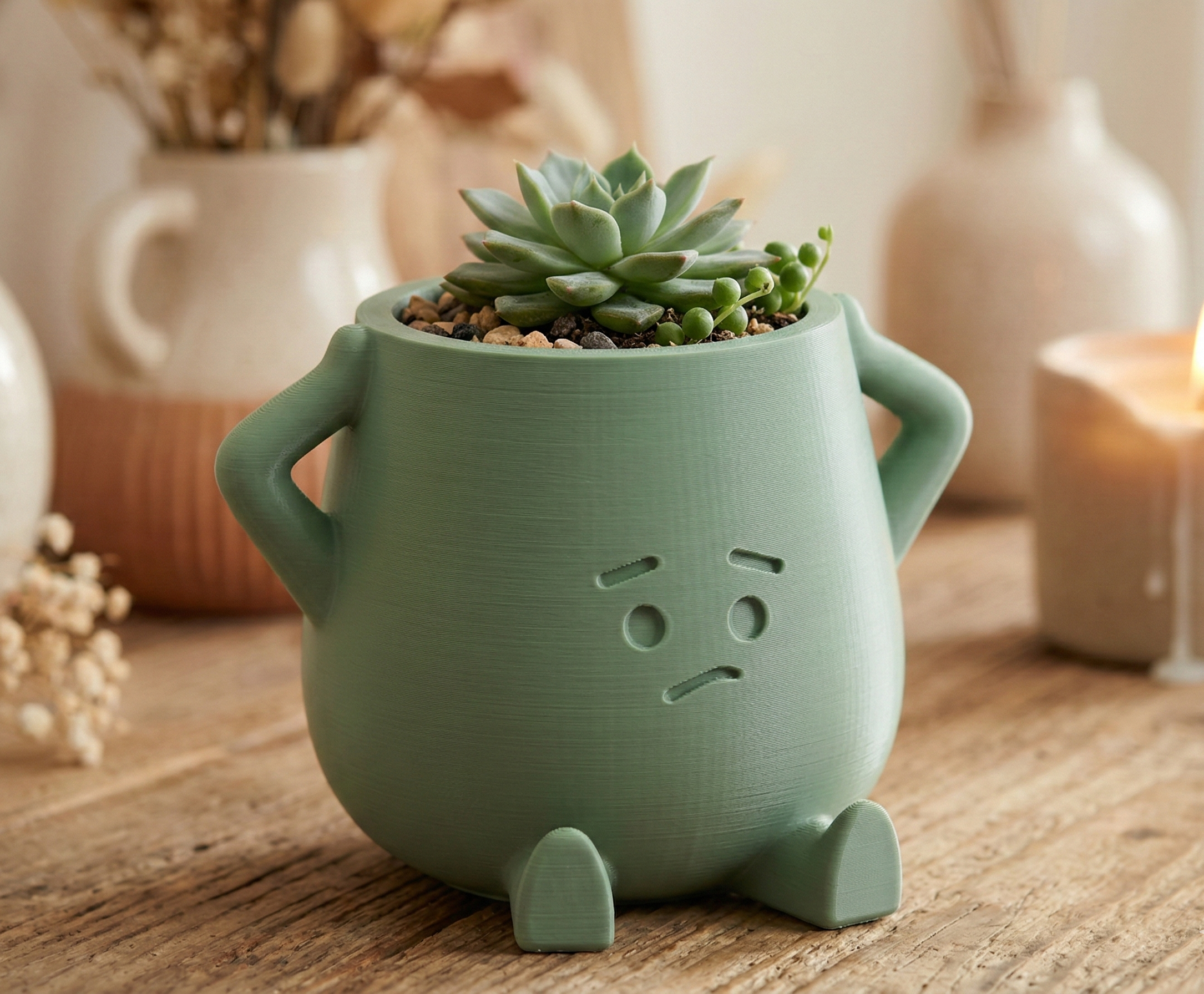 "Pouty" Grumpy Planter - Cute Desk Decor
