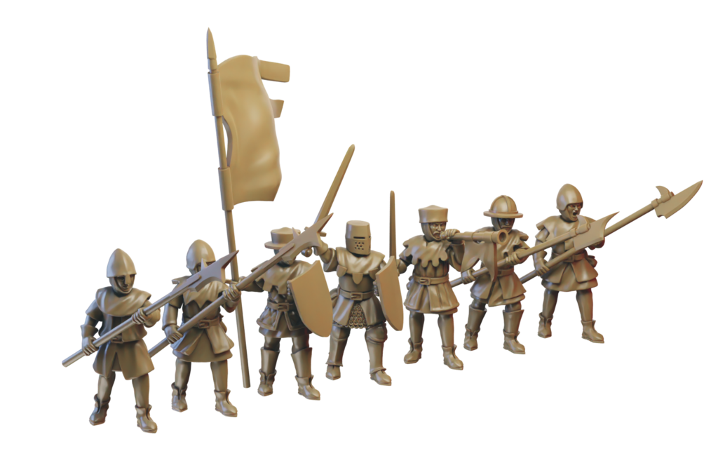 Medieval infantry miniatures (modular, 32mm)