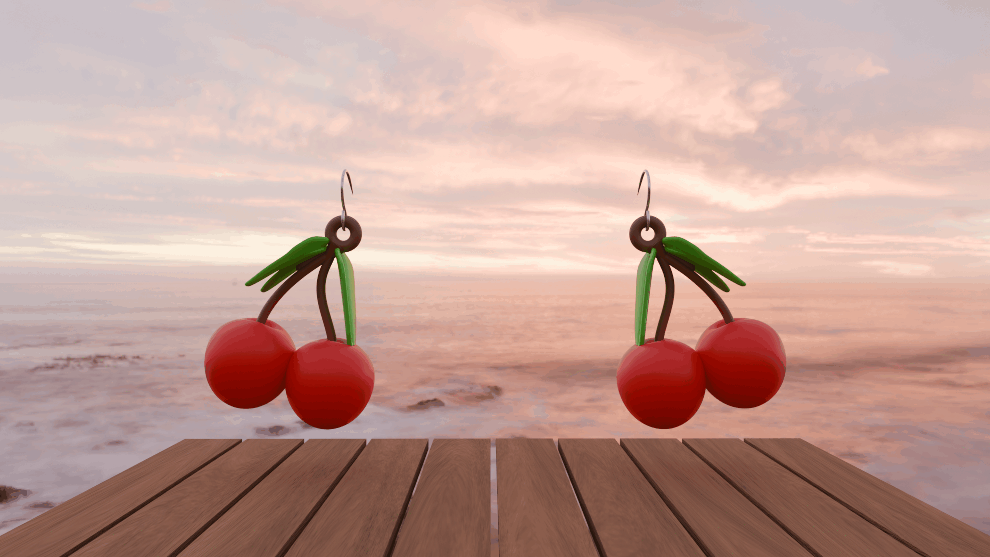 Cherries 3d Earrings.