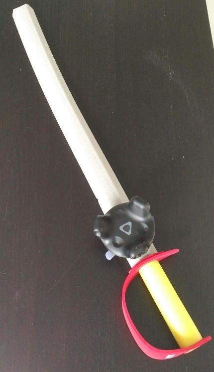 HTC Vive Tracker connector for a foam sword