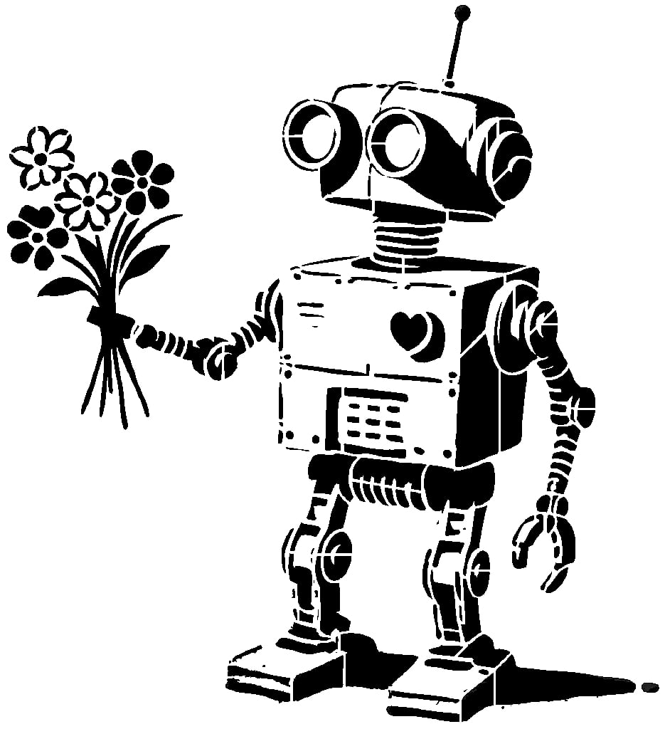 Flower Robot stencil 2