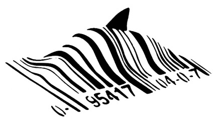 Banksy Barcode Shark stencil