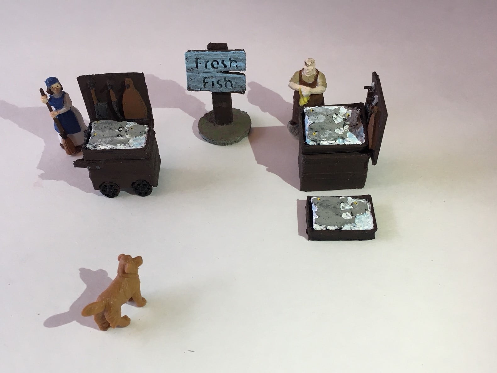 Medieval Miniature Fish Market Stall