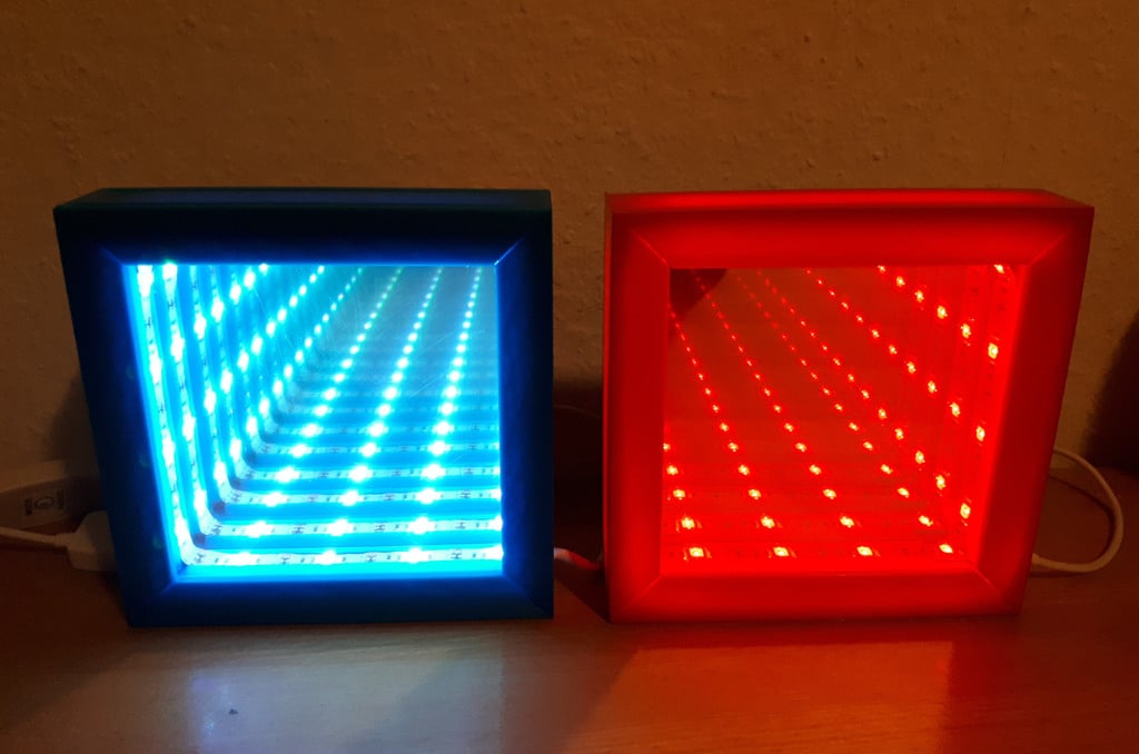 A customizable infinity mirror box with a led strip