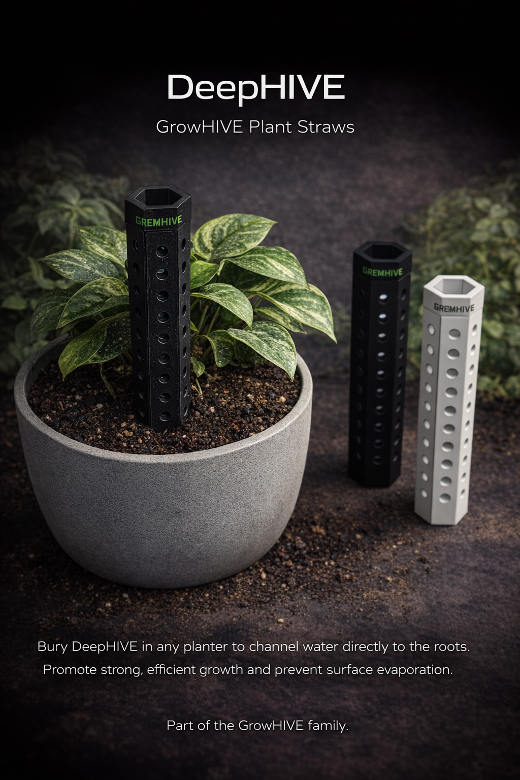 DeepHIVE: GrowHIVE Plant Straw Add On For Planters To Promote Better Watering