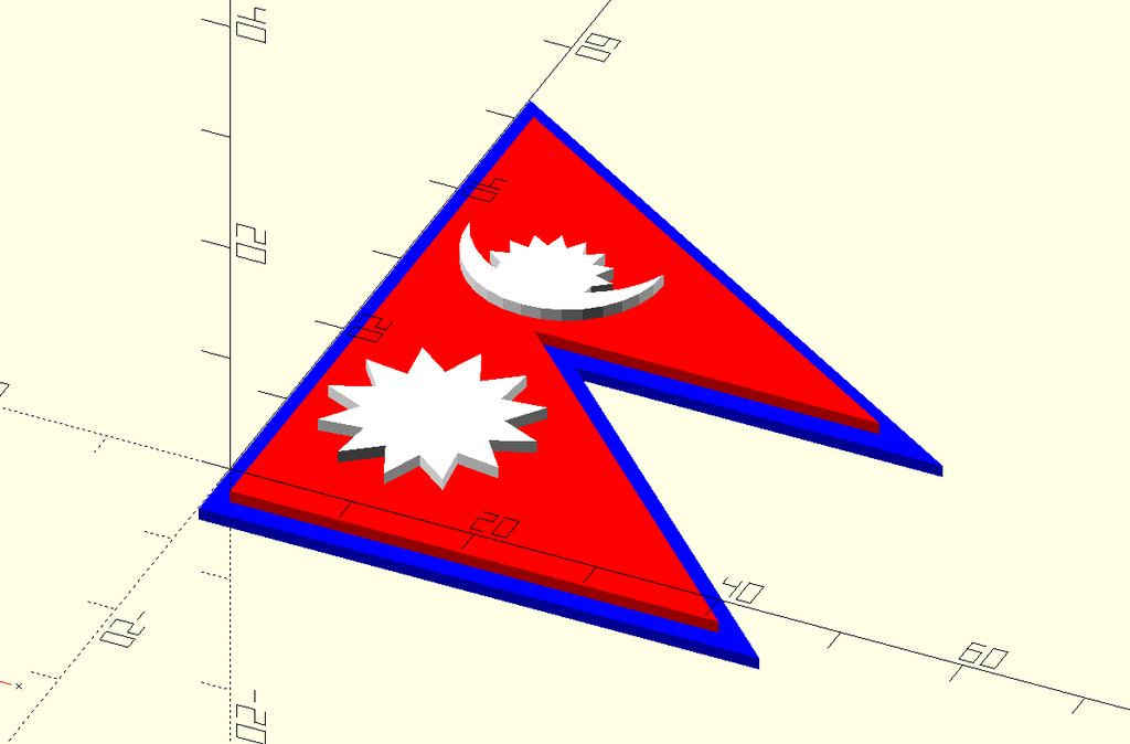 OpenSCADvent day 13 - the flag of Nepal