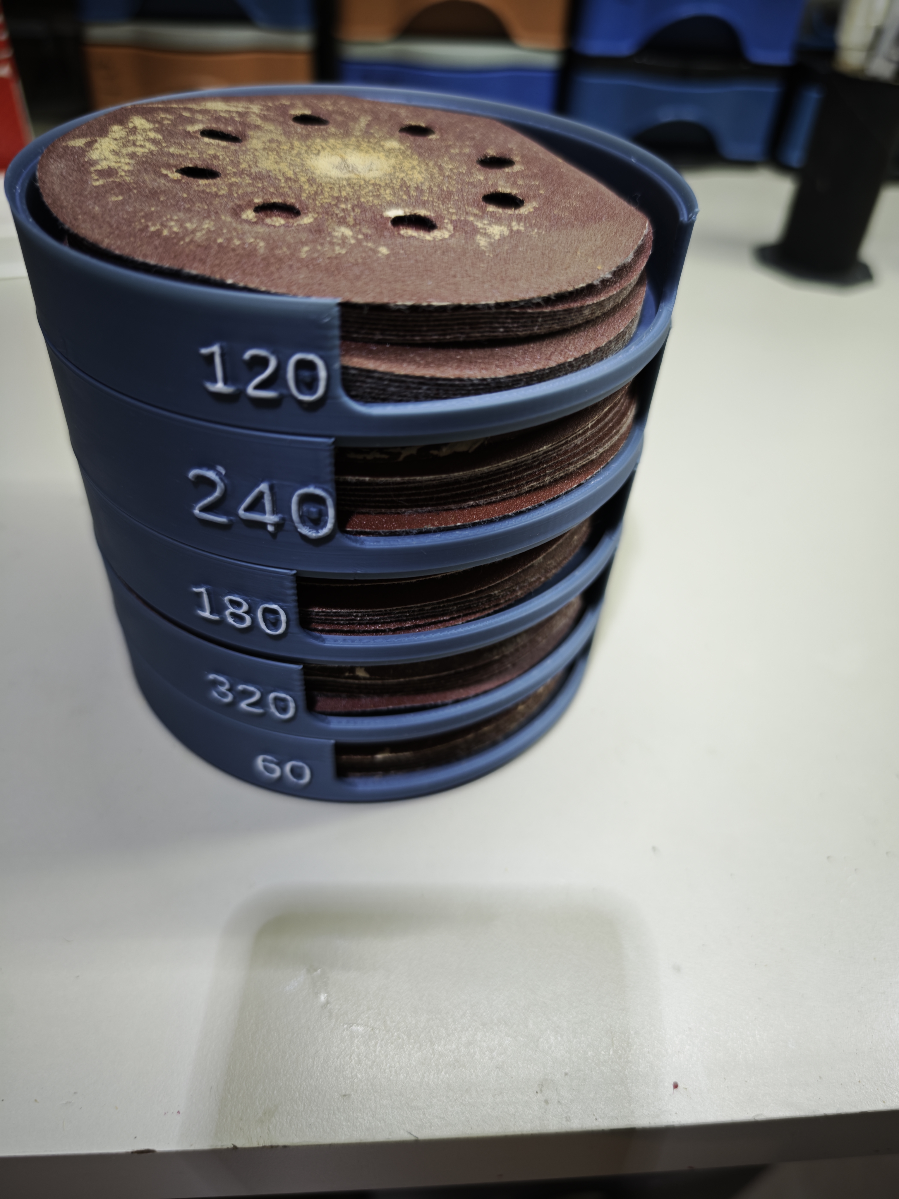 Stackable/Customizable Sandpaper Circular bins, No supports