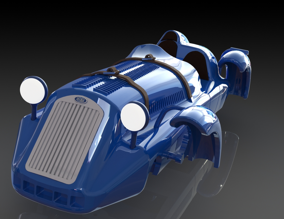 1949 Delage DS6 Slot Car Body Chassis 1:1 scale