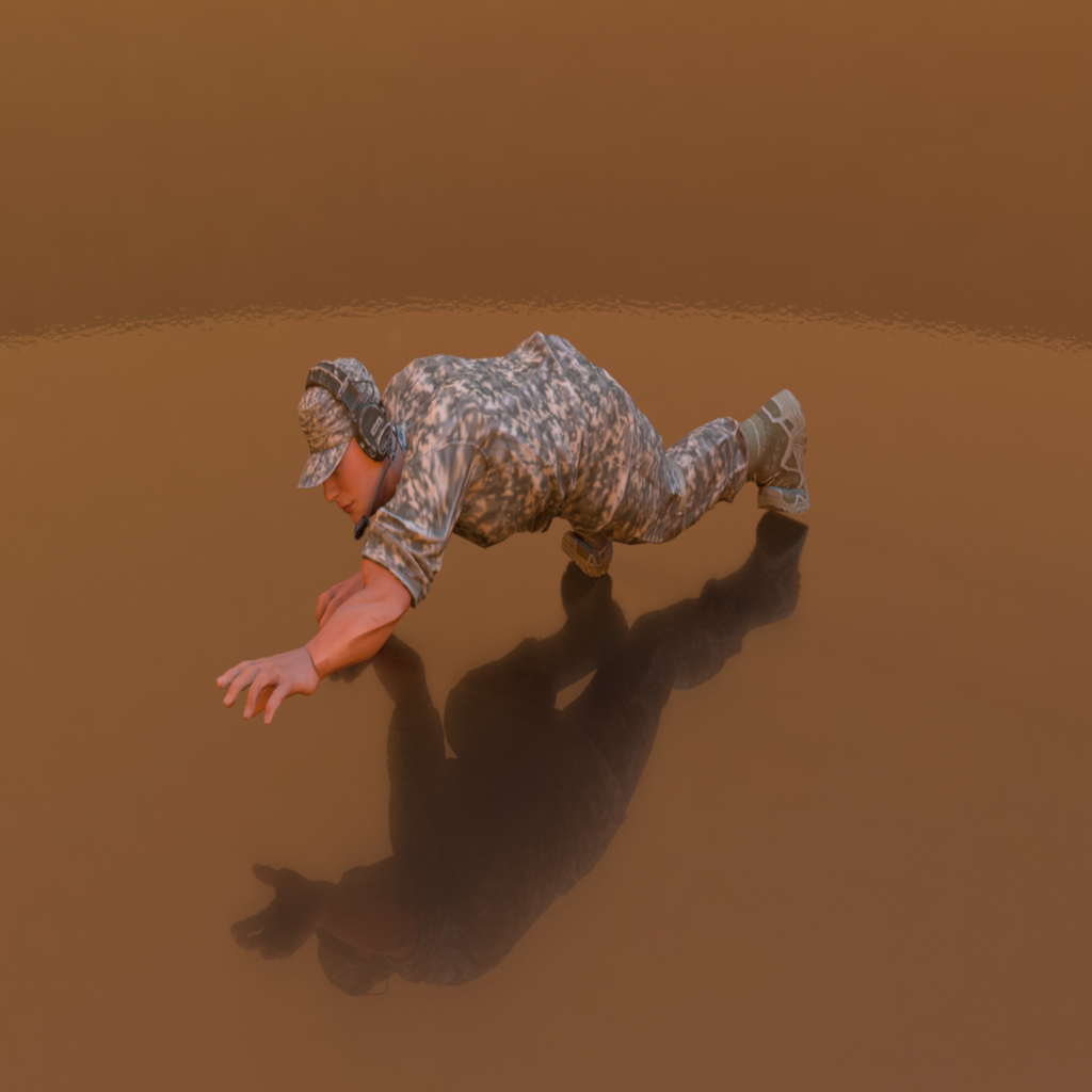 Man Crawling on Ground