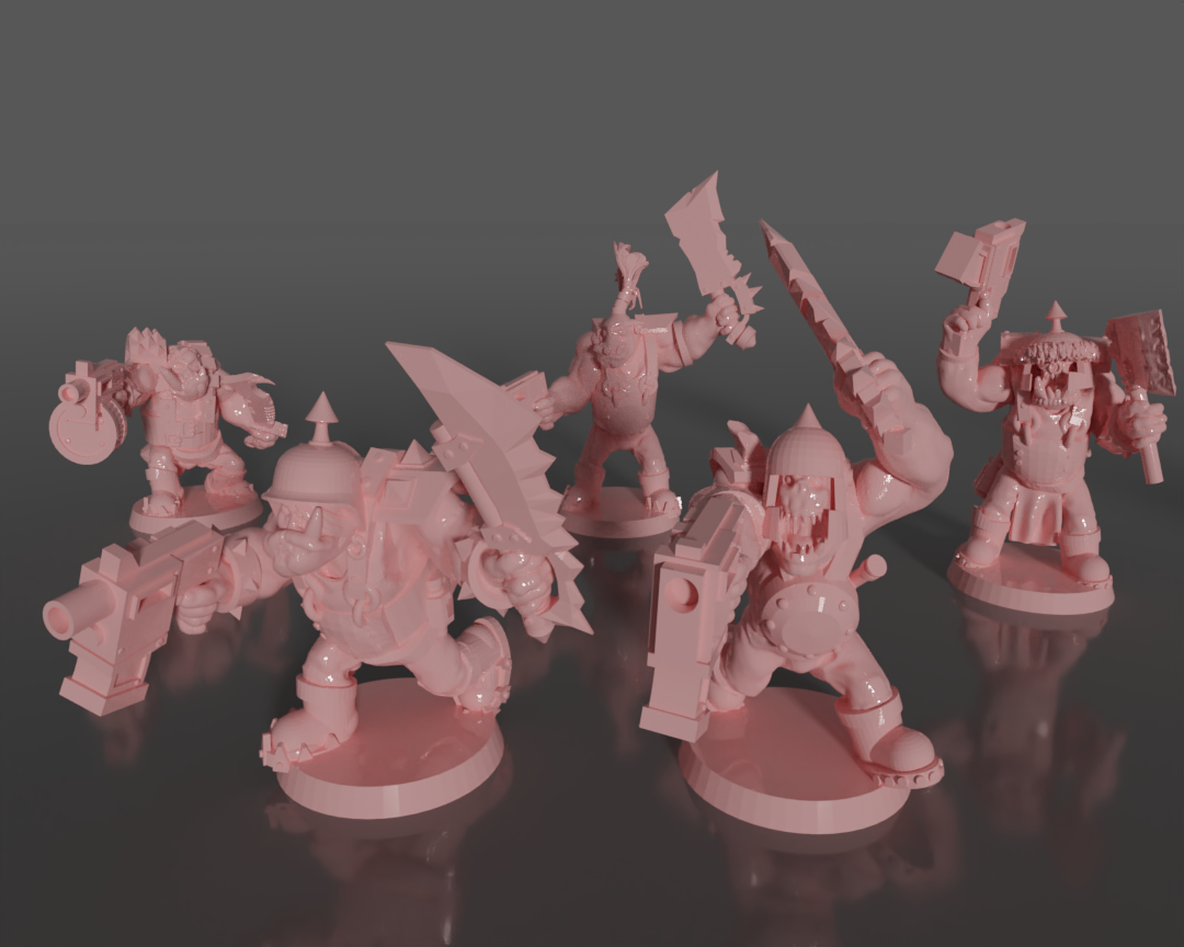 Ork soldiers with melee weapons and pistols set#2