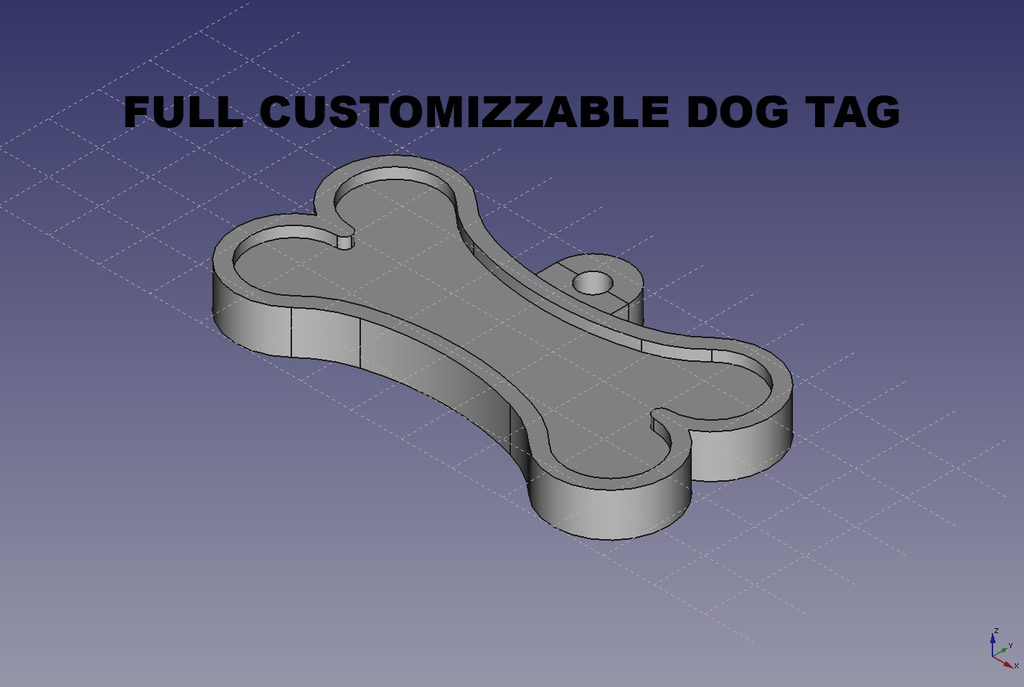 Customizzable dog tag (bone)