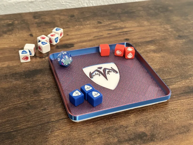 Slim Stackable Dice Tray - Heroscape Defense Dice Symbol