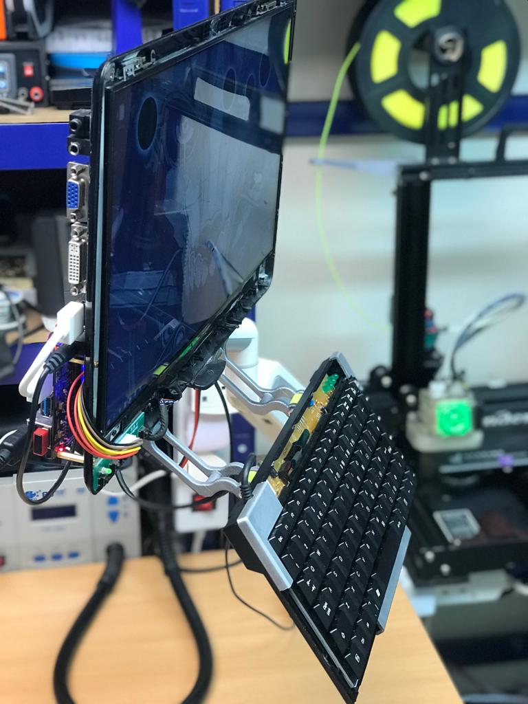 Keyboard futuristic arm hacker