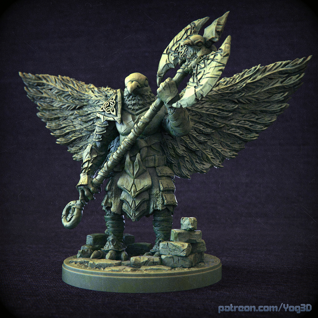 Pigeon warrior with an axe miniature
