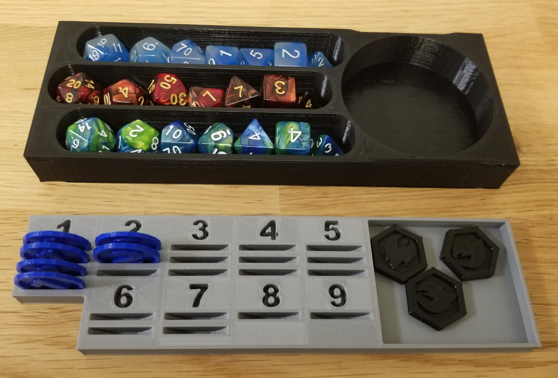 DnD dice holder and spell slot tracker