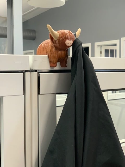 Coo Coat Hanger for Cubicle, Highland Coo