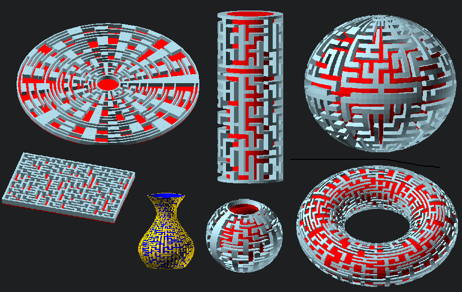 Maze_Map - Put your maze or pattern on a variety of 3d shapes.  See how it is done.