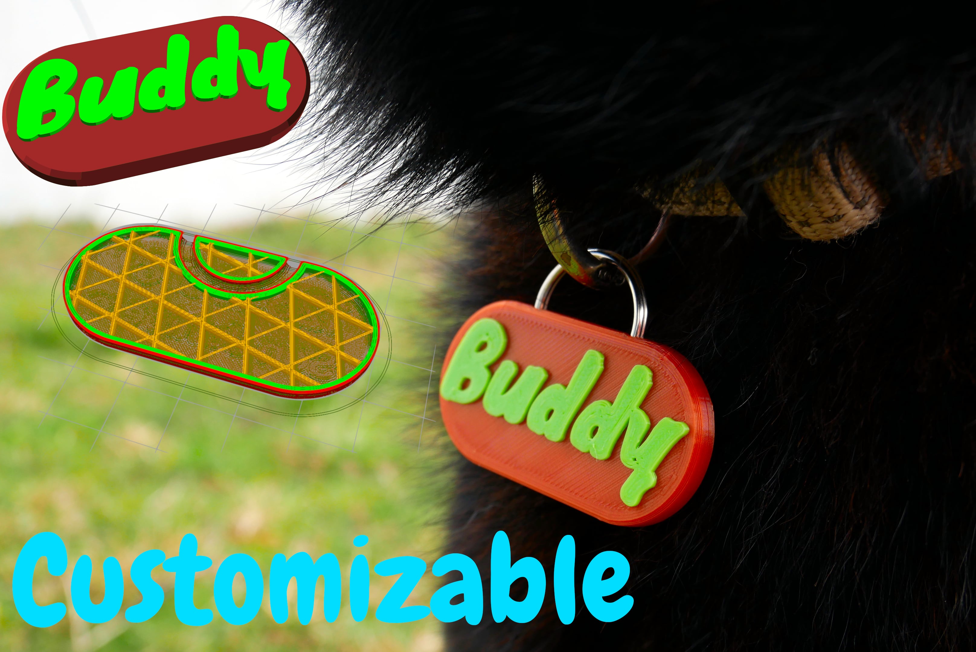 Customizable Dog Name Tag