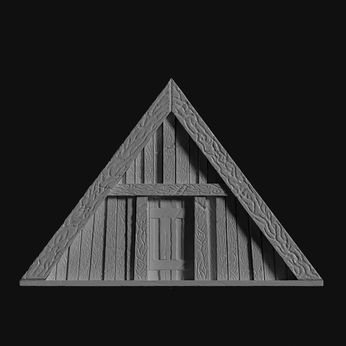 Germanic / viking timber house front scaled for 28mm scale (WIP)