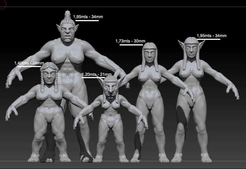 Medieval Fantasy Characters Female Base models