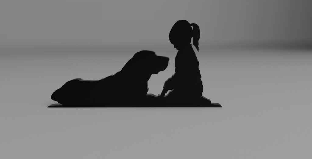 Girl Sitting with dog Sillhouette