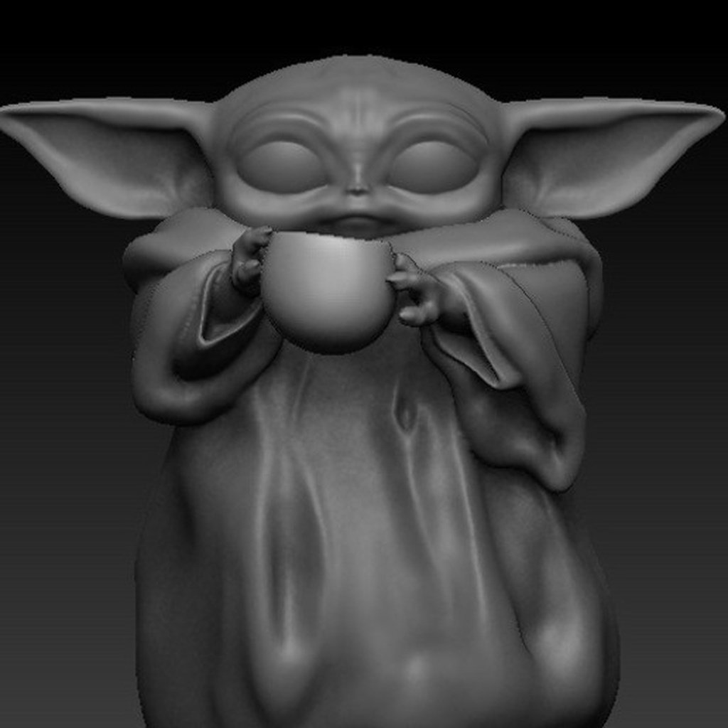 Baby  Yoda with soup cup