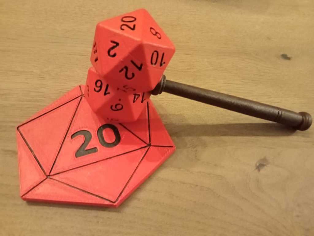 D20 gavel and plate aka "The Hammer of Fate"