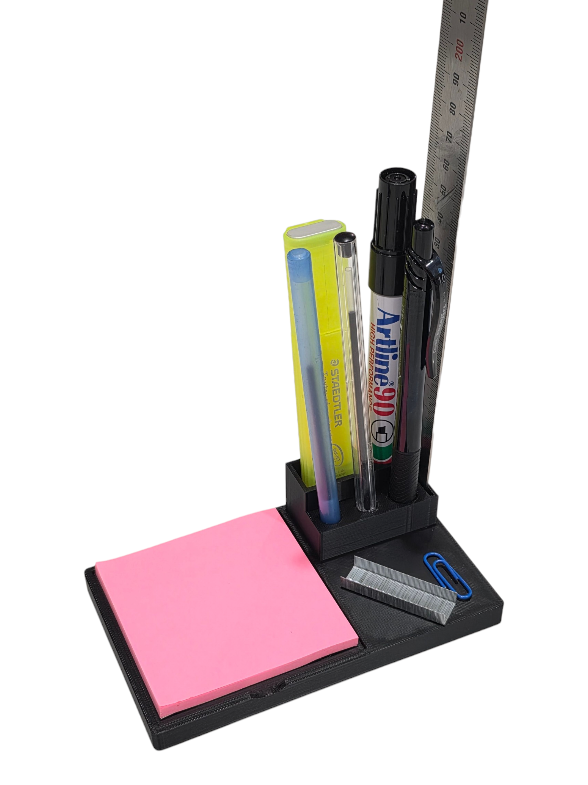 Magnetic Desk Caddy – Post-it Holder & Paperclip Tray  (Uses Ferrite Block Magnets)