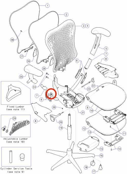 Herman Miller Mirra harmrest removal - Fixture cover