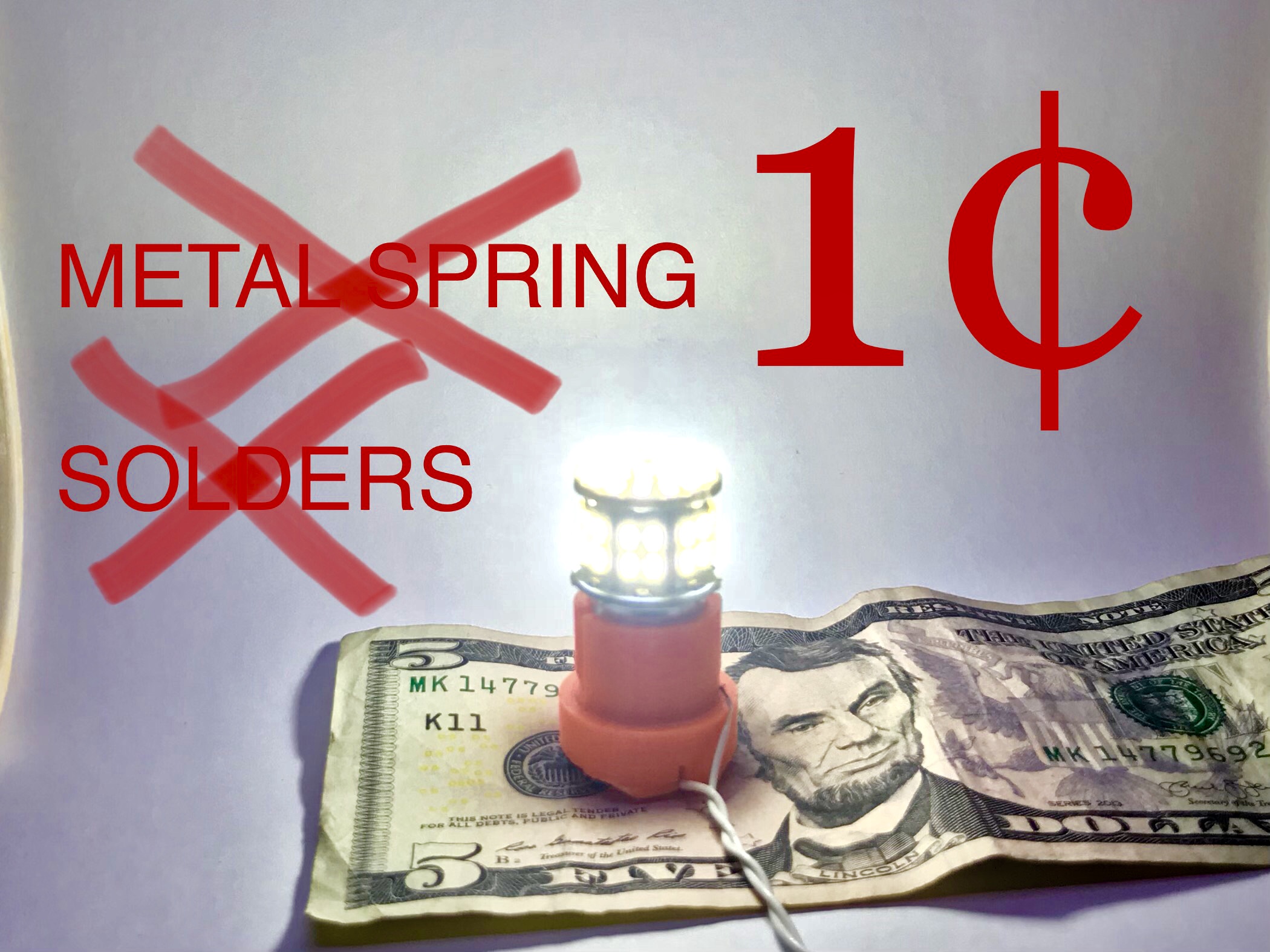 LED Light Socket - No Solders No Metal Spring
