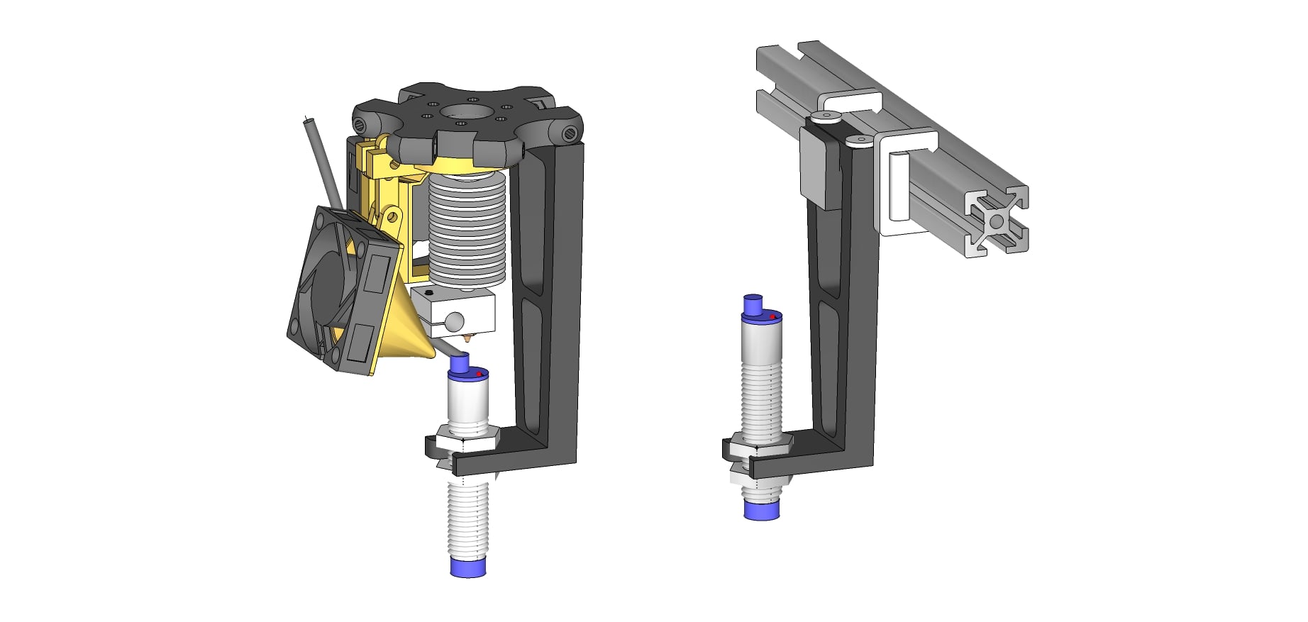 Kossel magnetic z-probe mount with zero X-Y offset to avoid effector tilt problems/errors. Tested 100%.