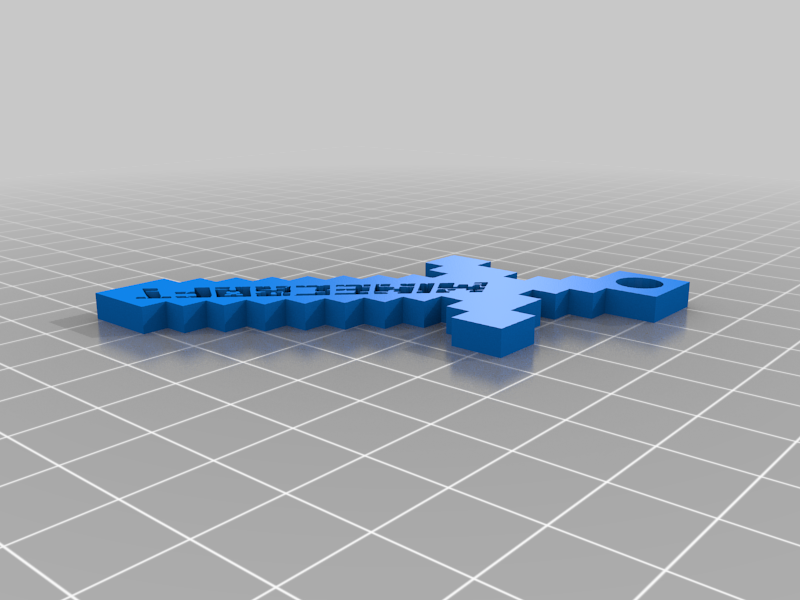 Minecraft Sword with Minecraft Logo Embedded