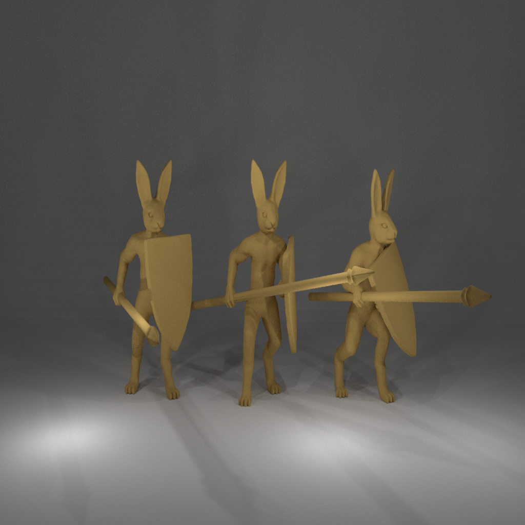 Rabbit Miniatures with spear and shield